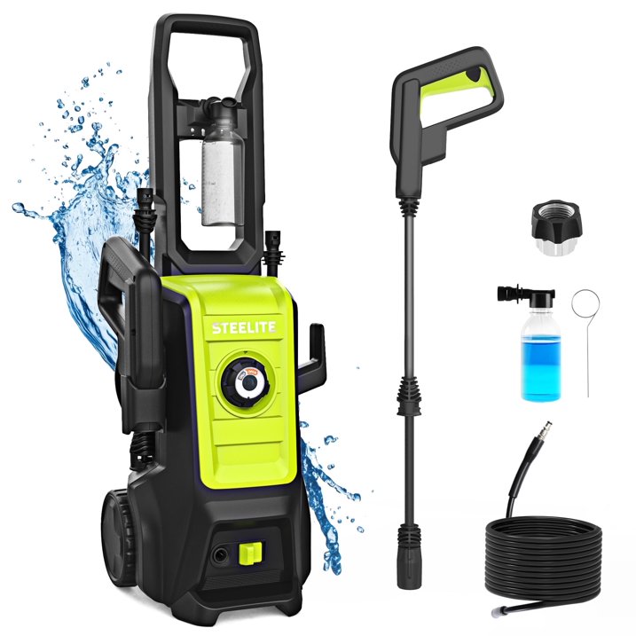 Steelite Electric Pressure Washer, 3500 PSI, Max 2.25 GPM Portable Power Washer with Adjustable Nozzles, Extended Hose & Power Cord, Efficient Cleaning for Cars, Driveways, Patios, and Floor Cleaning