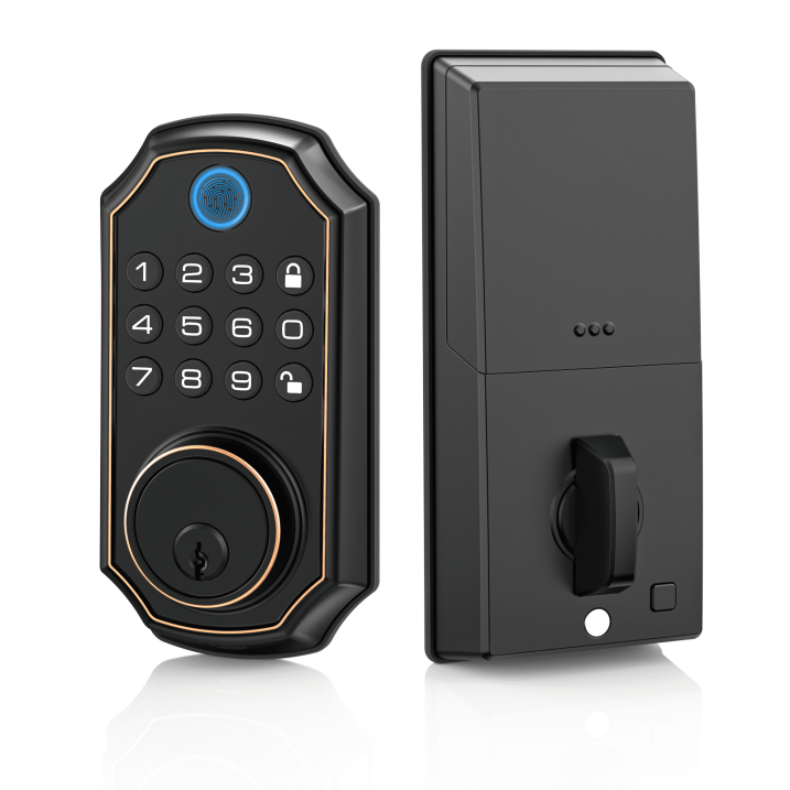 TOPVISION Keyless Entry Door Lock, Electronic Digital Outdoor Front Set, Fingerprint Deadbolt with Keypad, IP54