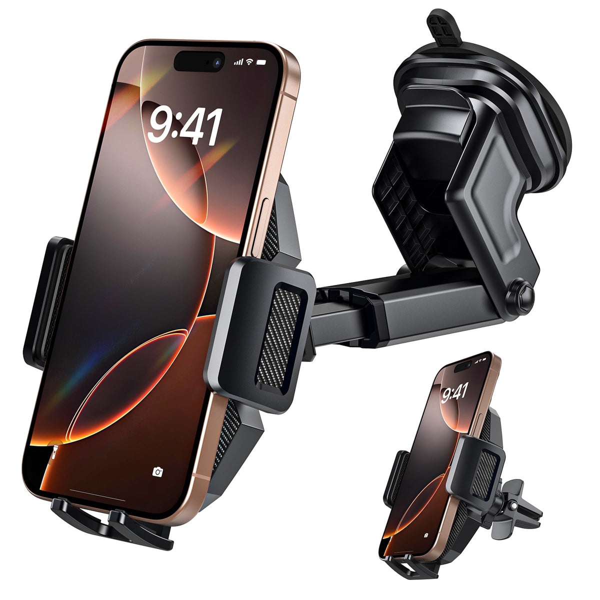TOPVISION Car Phone Holder, Air Vent Phone Car Holder, Universal Phone Holder for Dashboard and Windshield, Car Mount for Cars, Trucks, SUVs