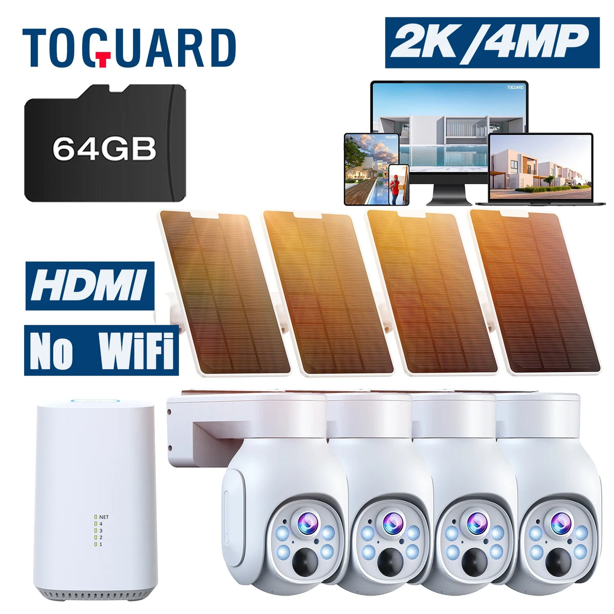 Toguard SC19A Solar Wireless Security Camera System Outdoor Battery WiFi Dome Surveillance Camera Wireless Connector