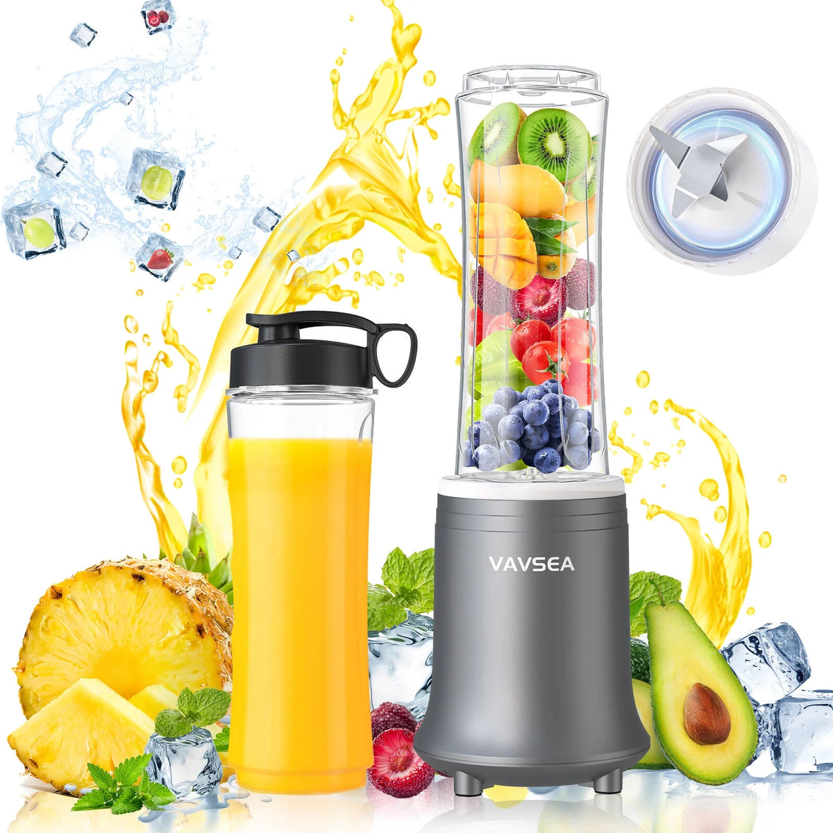 VAVSEA Personal Blender, Countertop Blender for Kitchen with BPA Free Travel Cup and Lid, Mini Blender for Kitchen, Office and Sports