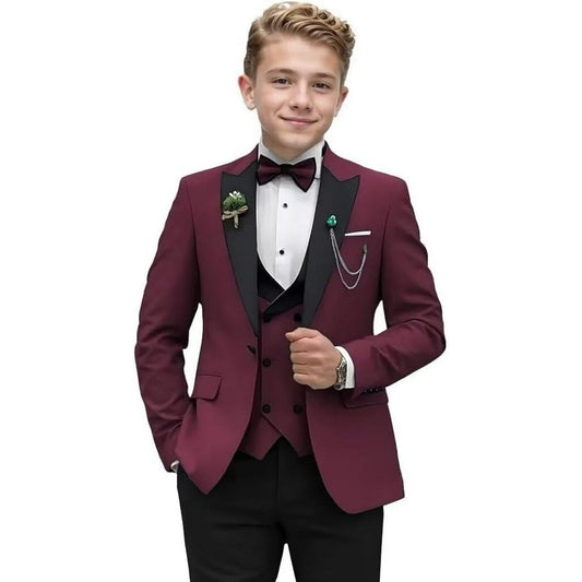 Wehilion Boys Suit Formal Tuxedo Suits for Boys Wedding Ring Bear Outfit 3 Pieces Kids Tuxedo Blazer Vest Pants