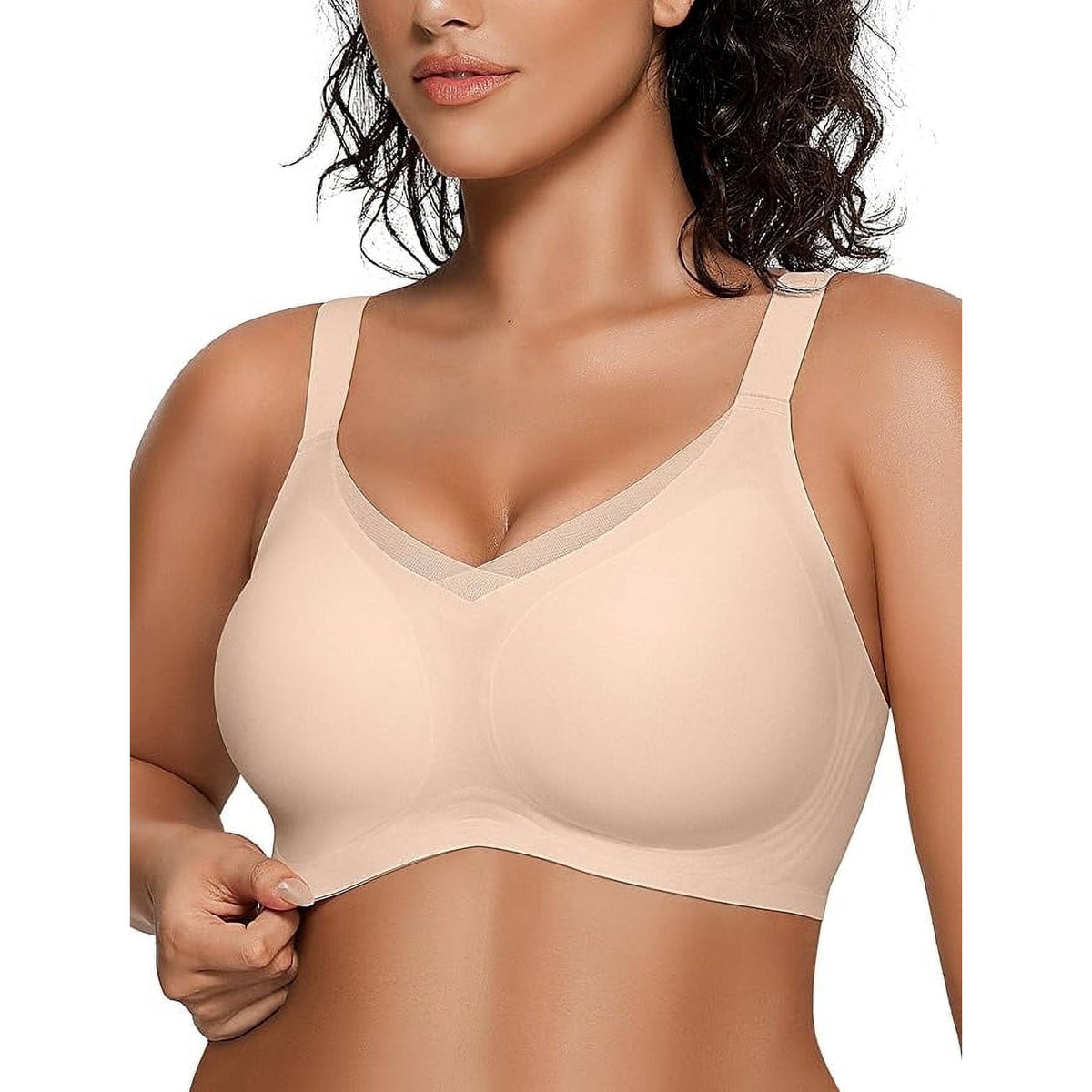 Womens Wireless Bras V Mesh Comfortable Bralette Supportive Tshirt Bra No Underwire Seamless Push Up Everyday Bras