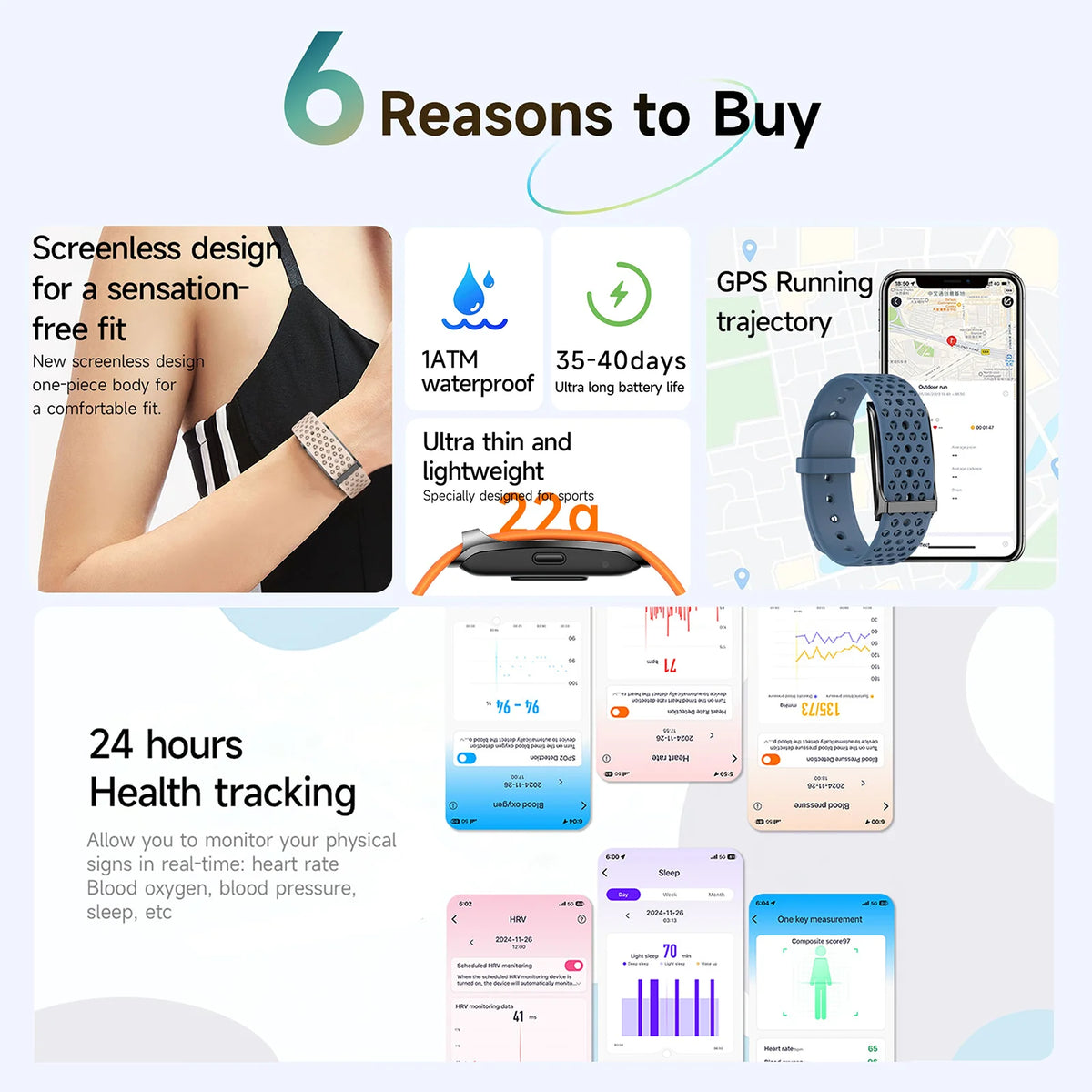 Smart Health Wristband, Wearable Activity Fitness Tracker, 120+ Sports Modes, All Day Continuous Monitoring, Heart Rate Tracking, Improve Sleep, Stress, Wellness, 2 Pack Bands, with Free APP