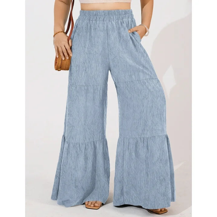 a.Jesdani Women Plus Size Wide Leg Pants Elastic waist Casual Trousers Flowy Pants m 4x