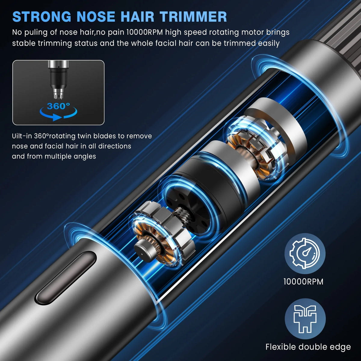 NEXPURE Nose Hair Trimmer, Lithium Ion Battery Electric Nose Ear Hair Remover, GT 2011BIM