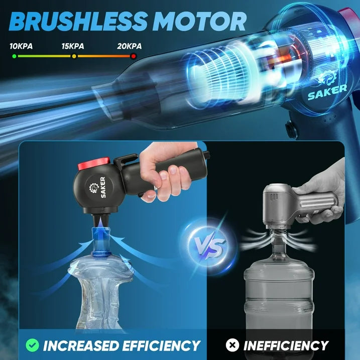 Saker Cordless Handheld Vacuum, 6 in 1 Multifunctional Vacuum with 120W/20000PA Brushless Motor, Window Breaker  Seatbelt Cutter for Car, Home, Office