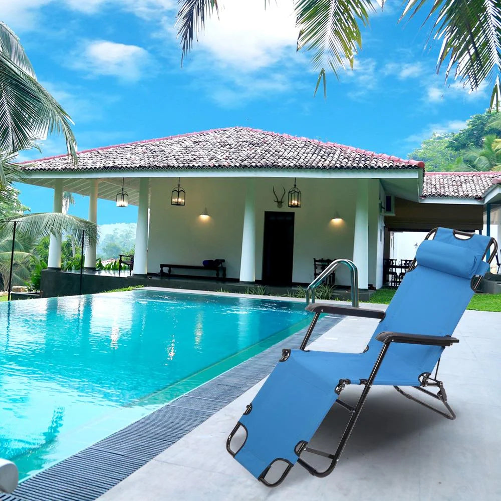 Zimtown Folding Chaise Lounge Chair Patio Outdoor Pool Beach Lawn Recliner Reclining Seat, Sun Chair for Outdoor, Blue