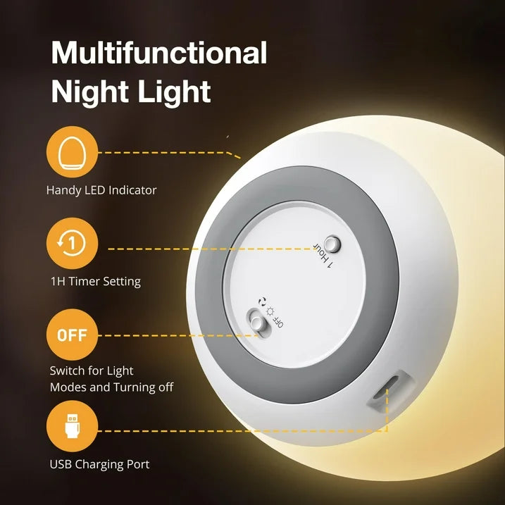 Night Light, Egg Light for Nursery with 7 RGB Colors Changeable & Stepless Dimming, Rechargeable Tap Light with 1h Timer & Touch Control, Portable Night Light for Babies BPA Free