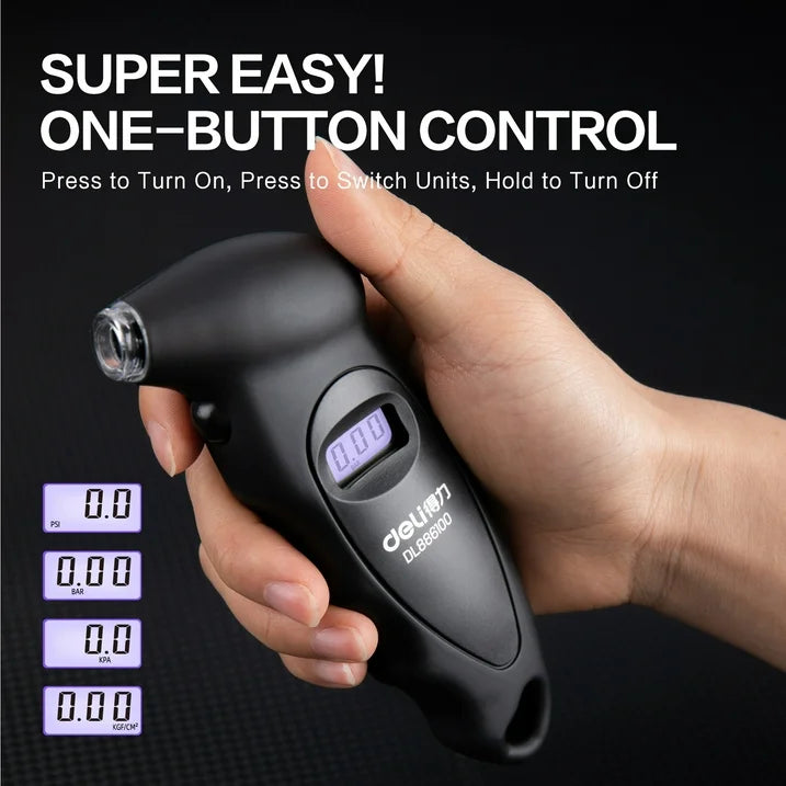 Deli Digital Tire Pressure Gauge, Handy Air Pressure Gauge, Digital Tester,Car Auto Gauge Tool,0-100 PSI 4 Settings for Car Truck Bicycle with Backlight LCD,Black
