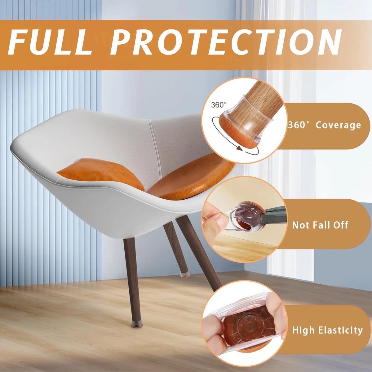 32 Pcs Chair Leg Floor Protectors for Hardwood Floors, Silicone Chair Leg Covers Felt Pads, Large