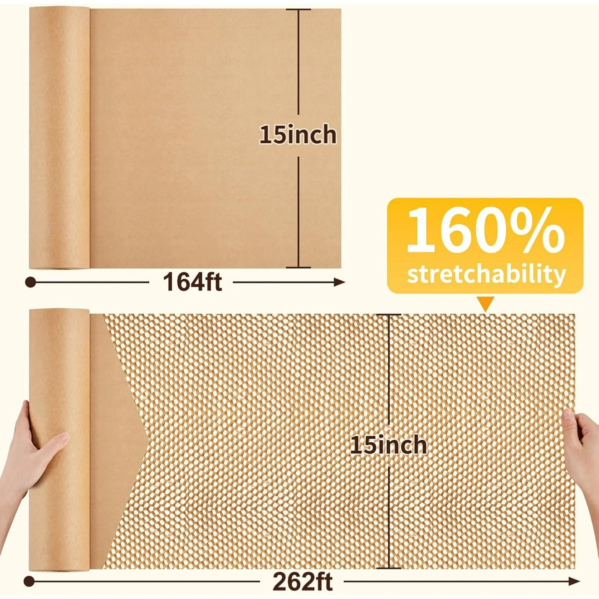 Honeycomb Packing Paper, 15x 164 Bubble Packing Wrap for Packing Shipping Moving Bubble Packing Paper Wrapping Roll Recyclable Moving Supplies With 20 Fragile Sticker Labels