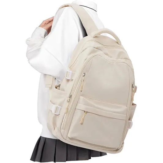 BOXSAM College Laptop Backpack for Women,Cute Work Backpack,Bookbag,Beige