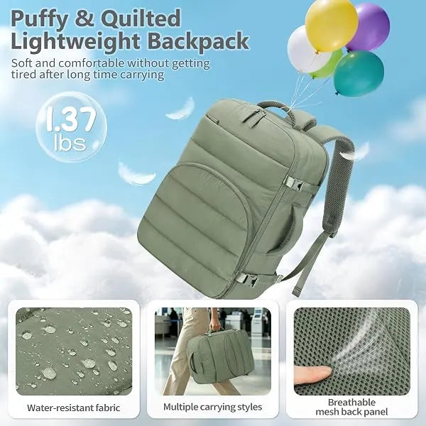 ZOMFELT Puffer Travel Backpack for Women, 18 x 14 x 8 inch Carry on Bag