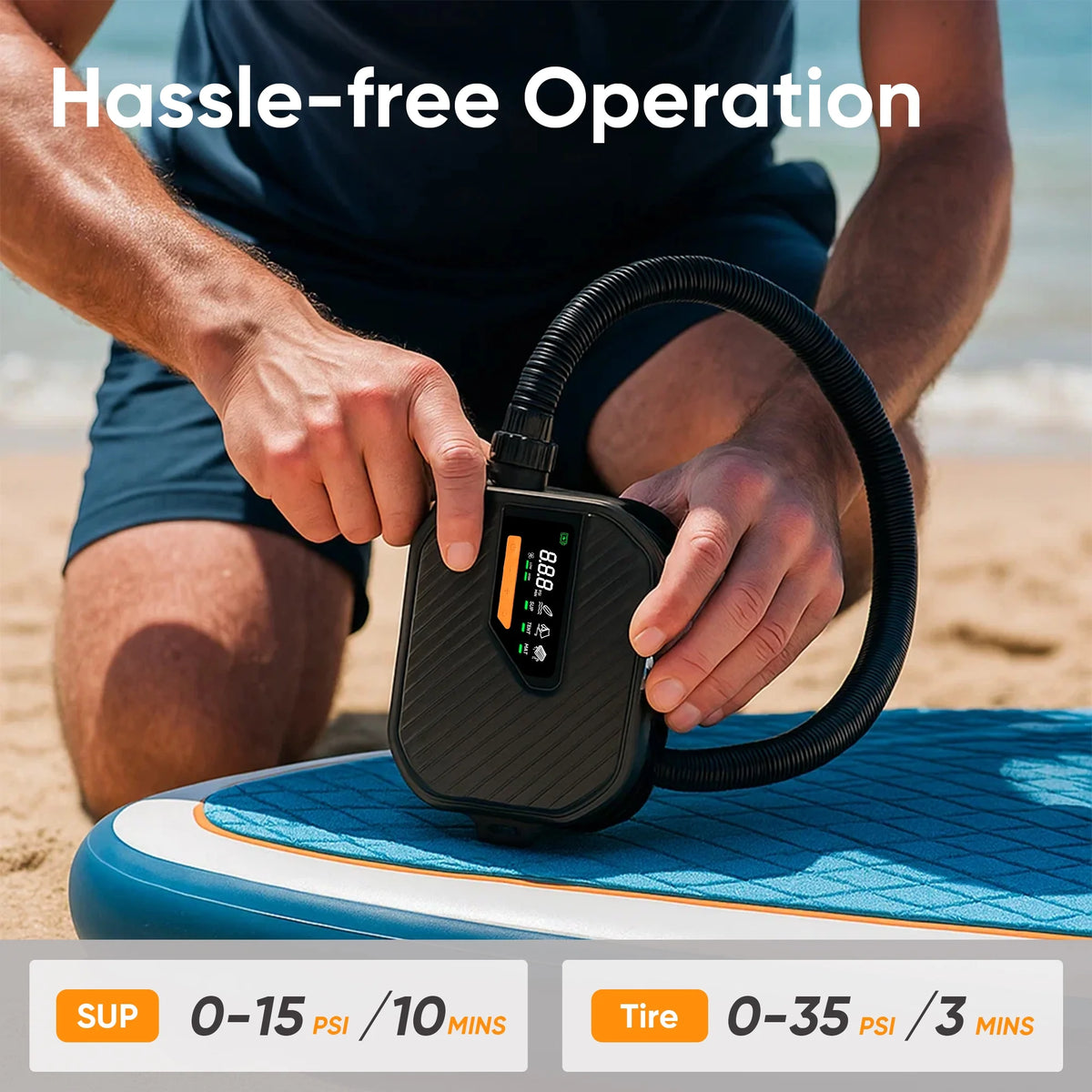 Steelite Electric Paddle Board Pump,Rechargeable 50PSI High Pressure SUP Air Pump with Auto-Off,Dual-Stage Inflation and Deflation,Portable Electric Pump for Inflatiable Bed,Boat,Tent