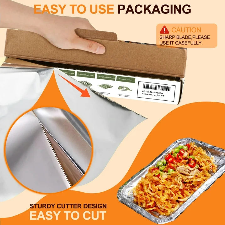Alpacasso Aluminum Foil ,Aluminum Foils Roll with Serrated Cutter,12inx165SQ.FT