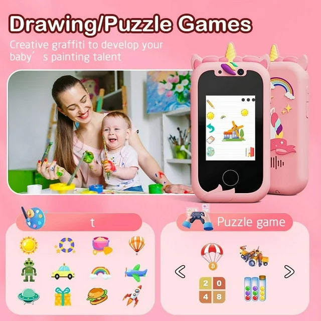JoyStone Kids Smart Phone, 2.4 Touchscreen Toddler Learning Play Toy Phone with Dual Camera, Game, Music Player, Learning Toy Christmas Birthday Gifts for 3-9 Year Old Girls, Pink