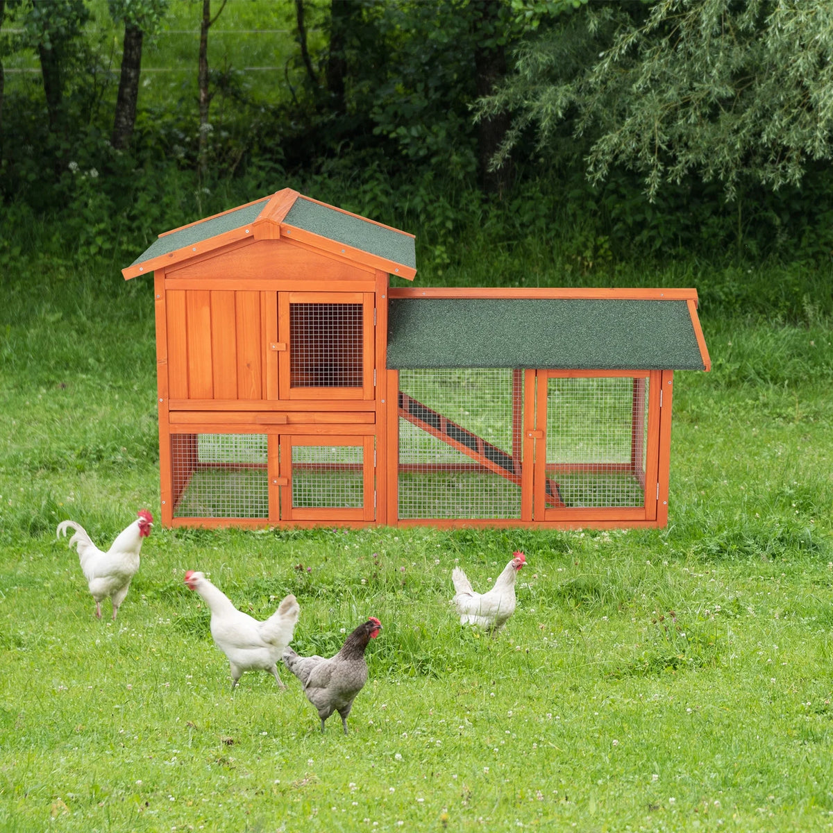 Zimtown 61" L Wooden Chicken Coop Hen House Rabbit Hutch Poultry Cagem, Brown