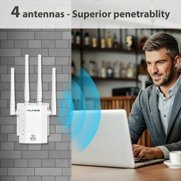 VILINICE WiFi Extender, Dual Band Wi Fi Mesh Extender up to 1200Mbps, Coverage up to 8800 Sq Ft, 1 Pack