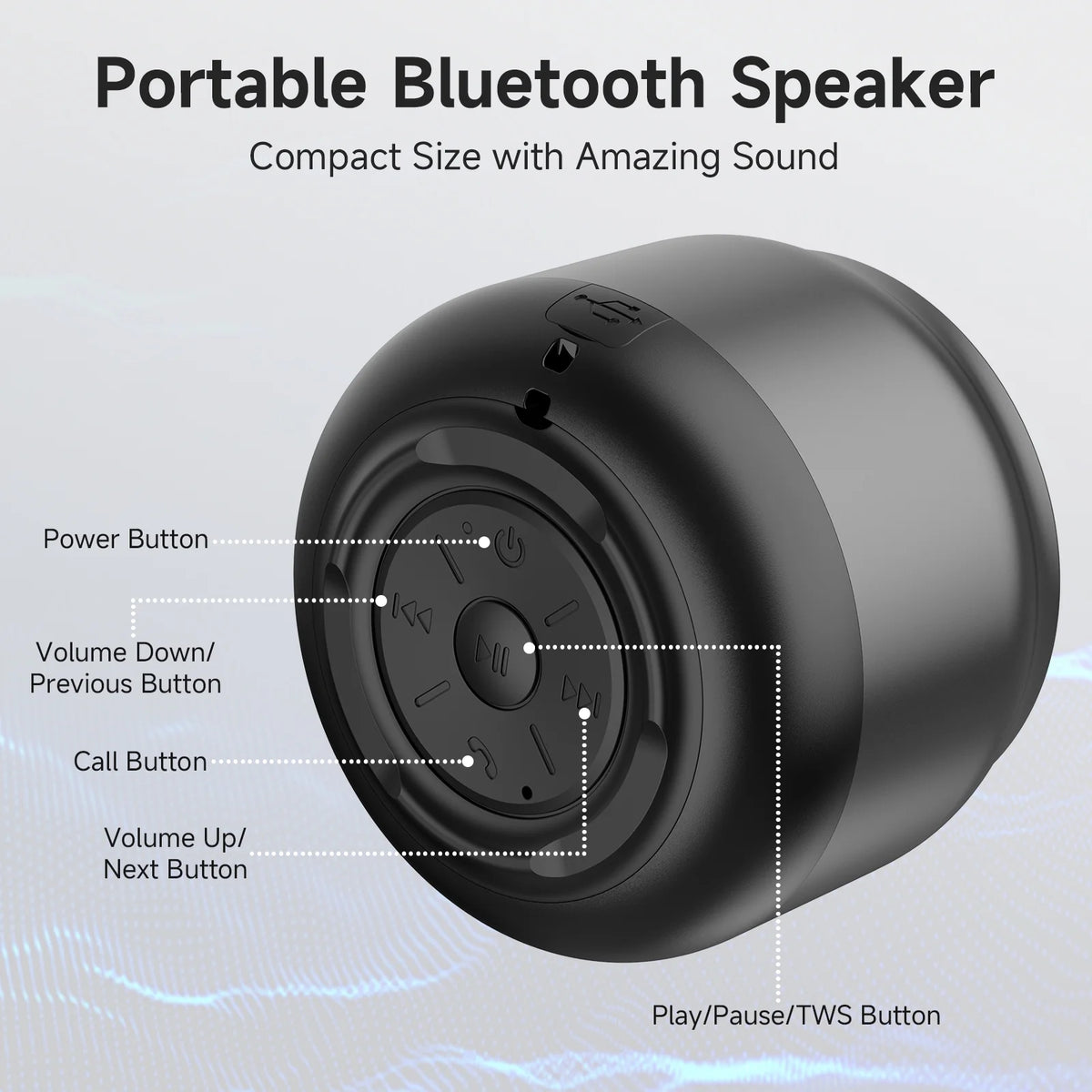 JYX Portable Bluetooth Speaker, Powerful Sound and Deep Bass Party Speaker for Home, Outdoor and Travel, Gray