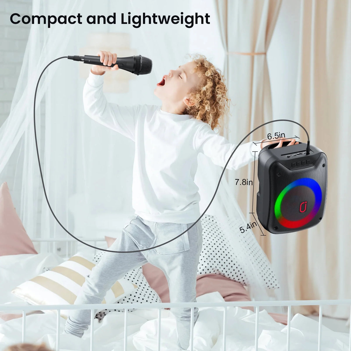 JYX Bluetooth Speaker, Portable Wireless Speaker with Microphone & LED Light, Party Speaker, D18
