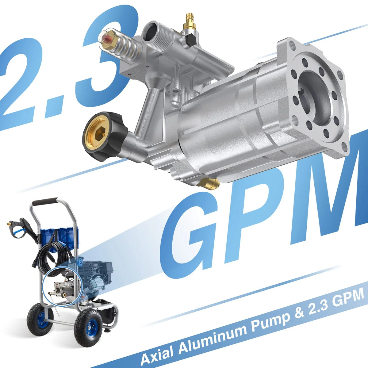 Efurden 3500PSI Gas Pressure Washer, 2.3GPM Gas Powered High Pressure Clean Machine with 209CC Engine, 4 Adjustable Nozzles for Cleaning Walls, Terraces, Vehicles, Gardens (Blue)
