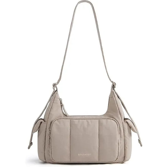BAGSMART Crossbody Hobo Bags for Women, Small Puffer Everyday Purse Charcoal Gray