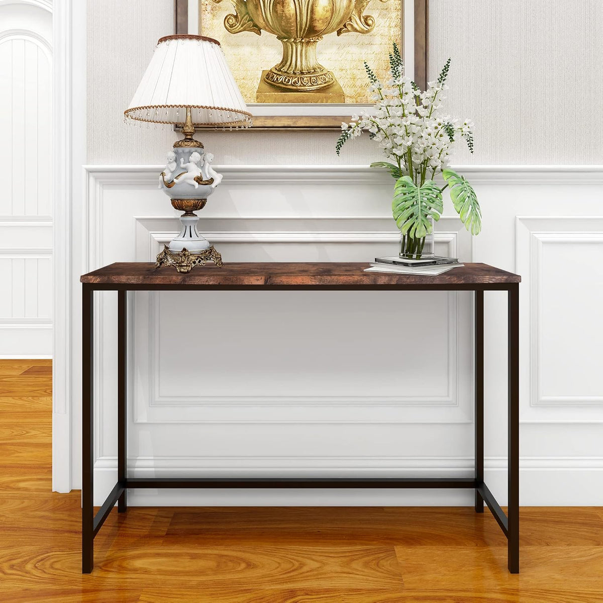 Console Table, Thin Sofa Table for Hallway, Bedroom, Living Room, Walnut
