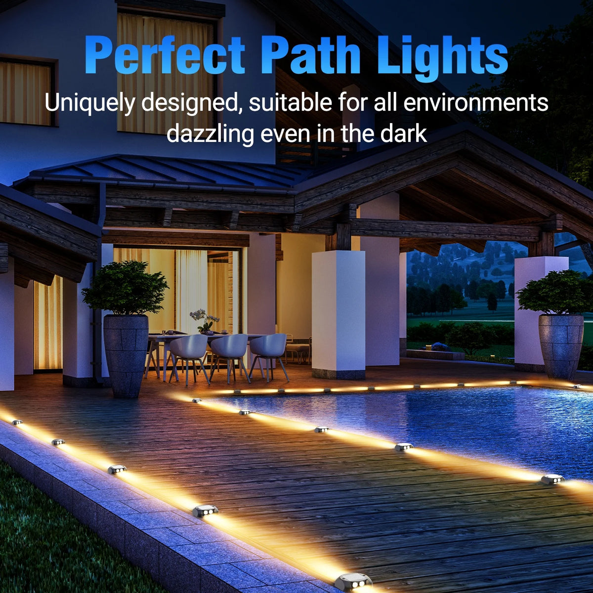 ASHIP Solar Deck Lights 12 Pack, Solar Driveway Lights Outdoor Dock Marine Lights LED Path Lights Solar Powered Waterproof Driveway Marker Lights for Warning Step, Sidewalk, Pathway, Garden, Warm