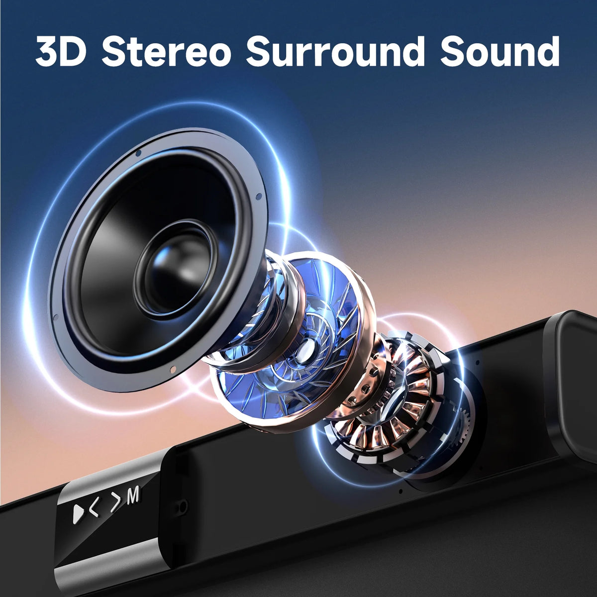 FanFun Soundbar for TV, 35.24" Wireless 3D Surround Speakers, 50W Soundbar with Subwoofer, Bluetooth USB/TF Card/AUX/Coaxial Connection, Wall Mountable, FF-H8