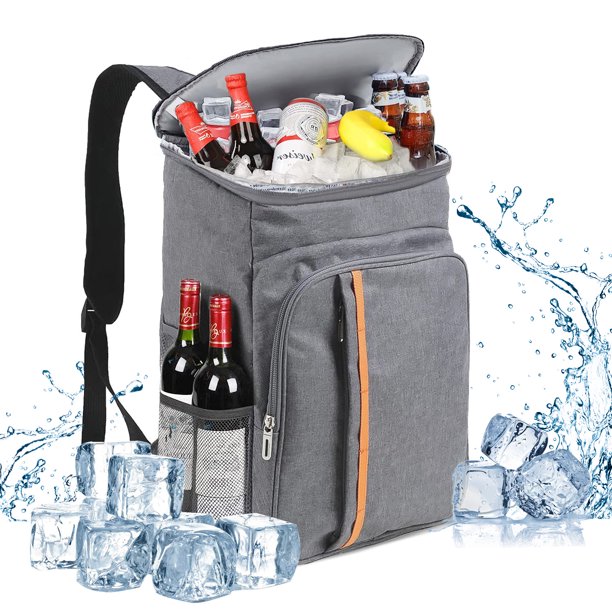 24 Can Backpack Cooler, Soft Sided Cooler Backpack, Insulated Leak Proof Waterproof Thermal Bag, Portable Lightweight Lunch Backpack for Travel Camping Office, Gray