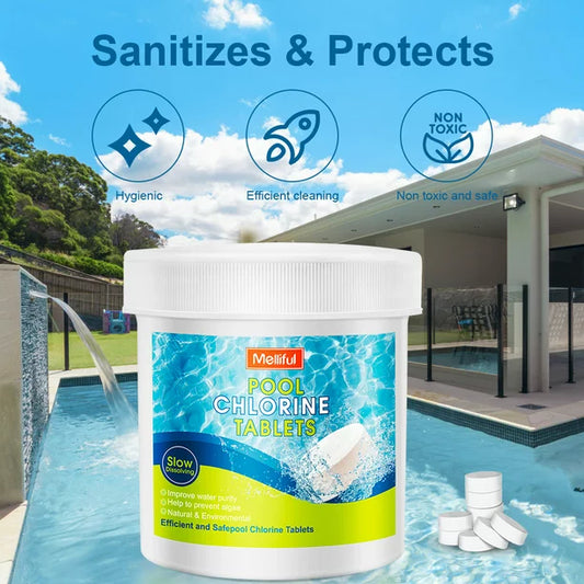 180pcs Pool Chlorine Tablets, Melliful Chlorine Tablets for Pool, Spas and Hot Tubs Cleaning