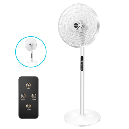 16" Pedestal Remote Control Oscillating Stand Up Fan 9-Hour Timer, 8-Speed, Electric Cooling Fans for Home Office Bedroom Use