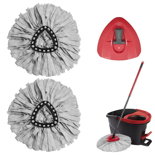 VACUSHOP Microfiber Cloth Mop Replacement Compatible with O-Cedar EasyWring Spin Mop Microfiber Easy Cleaning of Home Floors for 0.8" Diameter Mop Handle，1 base+2 mop