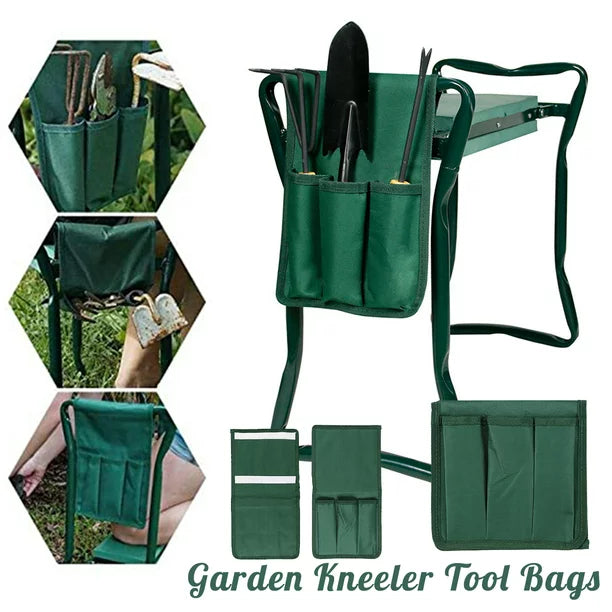 Garden Kneeler Tool Bag, Foldable Portable Gardening Tote Bag, Oxford Waterproof Multifunctio Garden Storage Pouch Organizer for Kneeling Chair and Garden Stool (Green Bag ONLY)