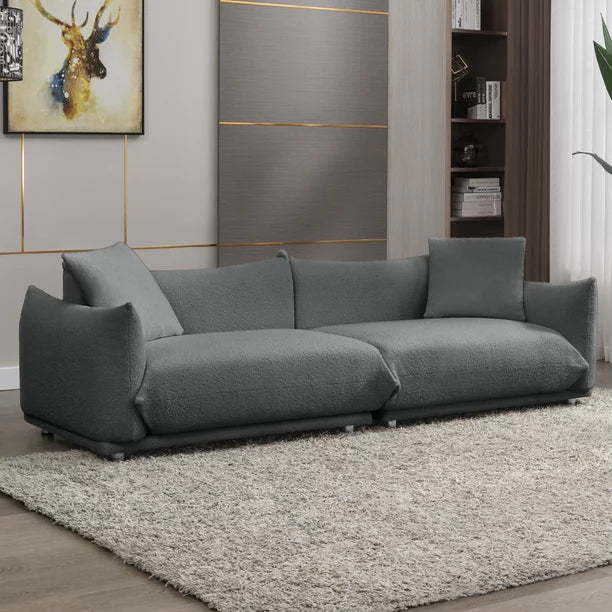 Mjkone Modern Lambswool Flared Arm Sofa, Cloud Couch for Living Room/Bedroom/Apartment(Dark Gray)