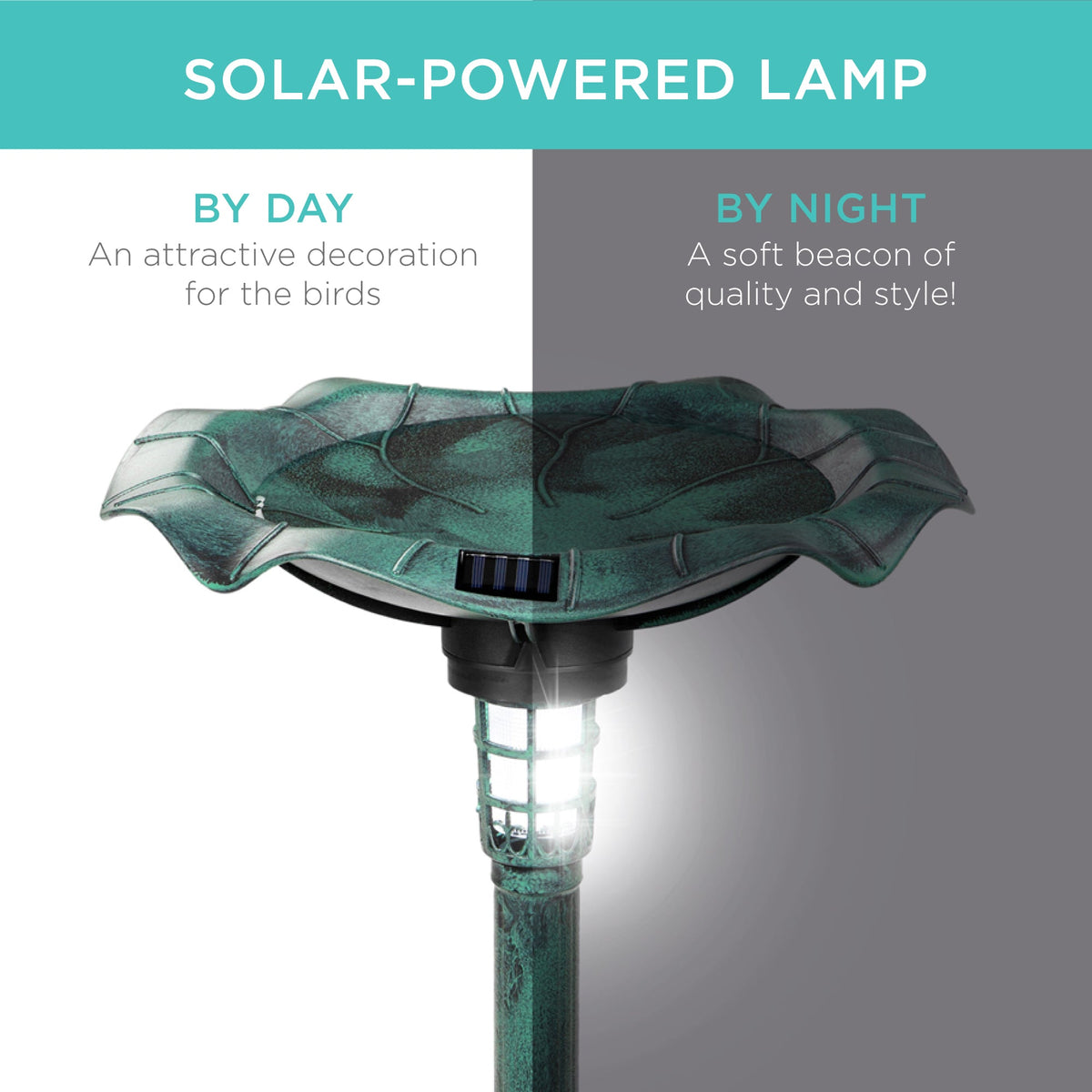 Solar Lighted Bird Bath w/ Planter