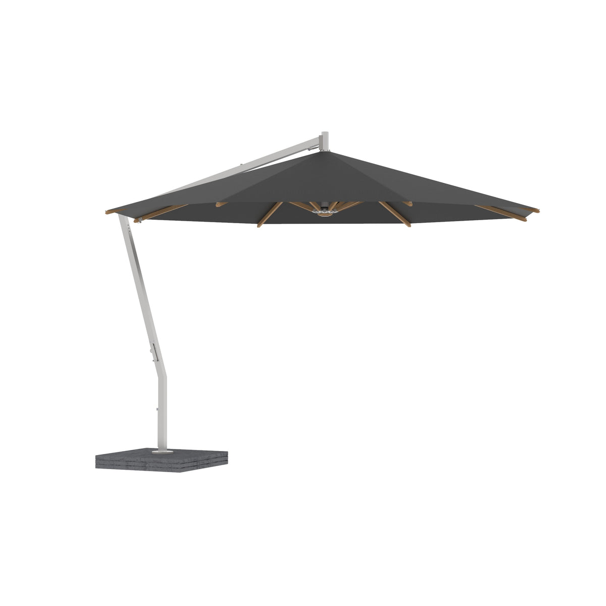 Shady X-Centric Round Umbrella with Teak Ribs